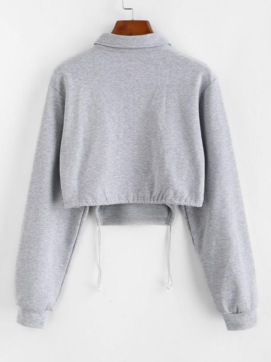 Half Button Toggle Drawstring Hem Cropped Sweatshirt - INS | Online Fashion Free Shipping Clothing, Dresses, Tops, Shoes