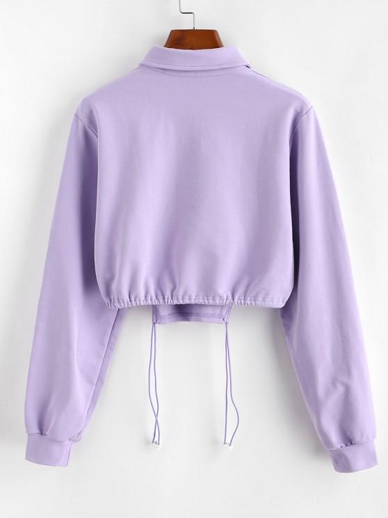 Half Button Toggle Drawstring Hem Cropped Sweatshirt - INS | Online Fashion Free Shipping Clothing, Dresses, Tops, Shoes