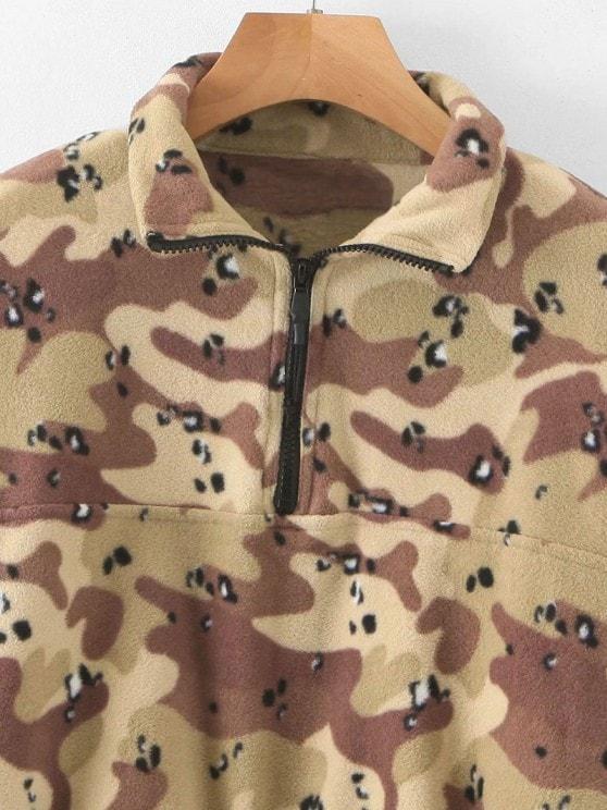 Half Zip Camo Fleece Cropped Sweatshirt - INS | Online Fashion Free Shipping Clothing, Dresses, Tops, Shoes