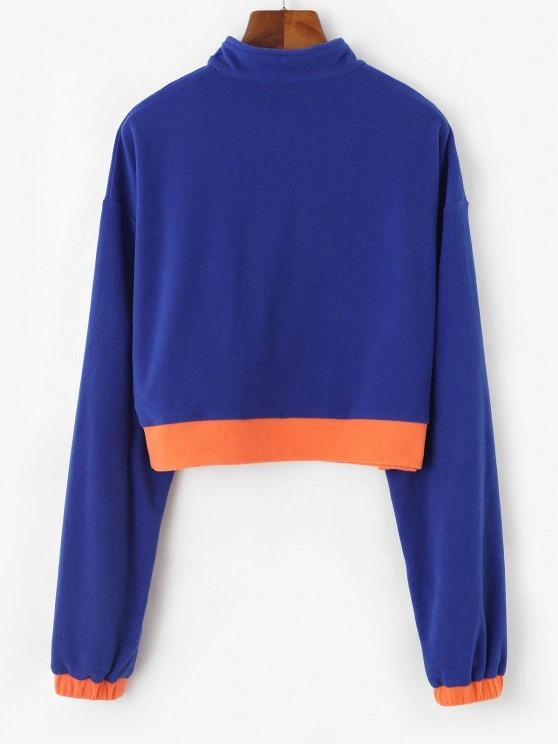 Half Zip Colorblock Fleece Crop Sweatshirt - INS | Online Fashion Free Shipping Clothing, Dresses, Tops, Shoes