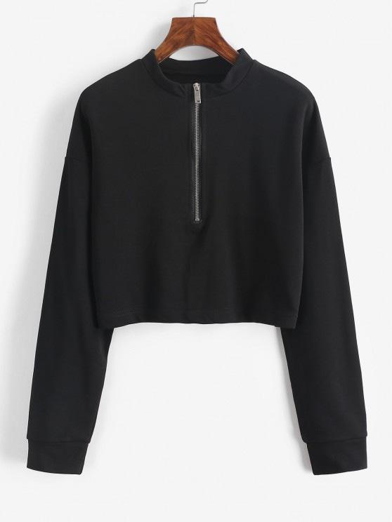 Half Zip Cropped Pullover Sweatshirt - INS | Online Fashion Free Shipping Clothing, Dresses, Tops, Shoes