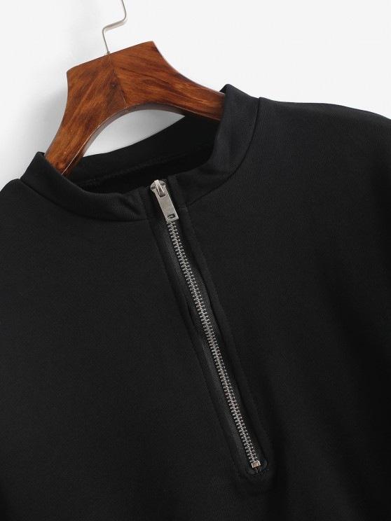 Half Zip Cropped Pullover Sweatshirt - INS | Online Fashion Free Shipping Clothing, Dresses, Tops, Shoes