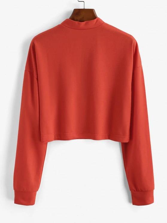 Half Zip Cropped Pullover Sweatshirt - INS | Online Fashion Free Shipping Clothing, Dresses, Tops, Shoes