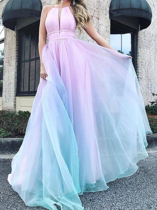 Halter Sleeveless Deep V-Neck Formal Dress - Maxi Dresses - INS | Online Fashion Free Shipping Clothing, Dresses, Tops, Shoes - 17/06/2021 - 40-50 - Category_Maxi Dresses