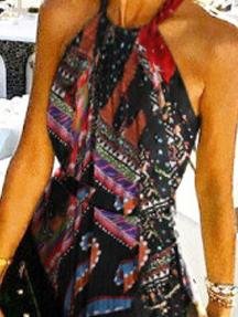 Halter Sleeveless Printed Pleated Dress - Maxi Dresses - INS | Online Fashion Free Shipping Clothing, Dresses, Tops, Shoes - 23/06/2021 - 30-40 - color-blue