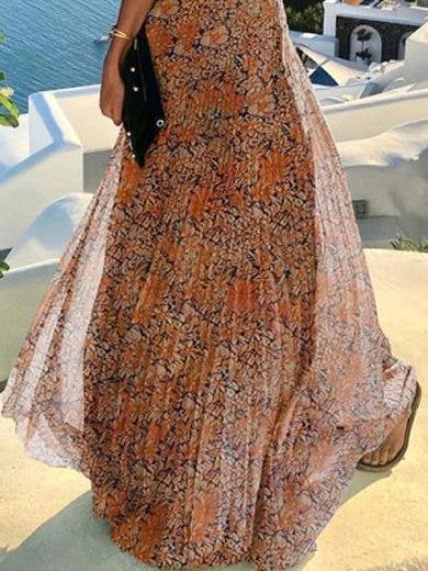 Halter Sleeveless Printed Pleated Dress - Maxi Dresses - INS | Online Fashion Free Shipping Clothing, Dresses, Tops, Shoes - 23/06/2021 - 30-40 - color-blue