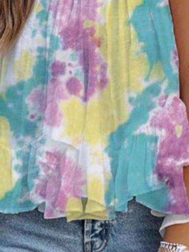 Halter Sleeveless Tie-Dye Printing Tank Tops - Tank Tops - INS | Online Fashion Free Shipping Clothing, Dresses, Tops, Shoes - 05/07/2021 - 20-30 - Category_Tank Tops