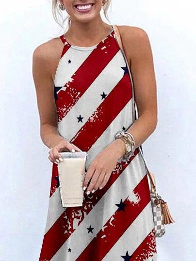 Halter Sling Irregular Slit Printed Dress - Maxi Dresses - INS | Online Fashion Free Shipping Clothing, Dresses, Tops, Shoes - 31/05/2021 - Category_Maxi Dresses - Color_Blue