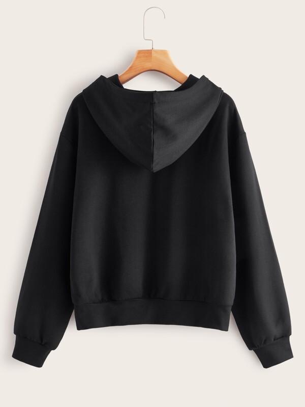 Hands Print Drop Shoulder Drawstring Hoodie - INS | Online Fashion Free Shipping Clothing, Dresses, Tops, Shoes