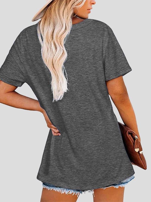 Happy Camper Round Neck Short-sleeve T-shirt - T-shirts - INS | Online Fashion Free Shipping Clothing, Dresses, Tops, Shoes - 10-20 - 22/07/2021 - color-gray