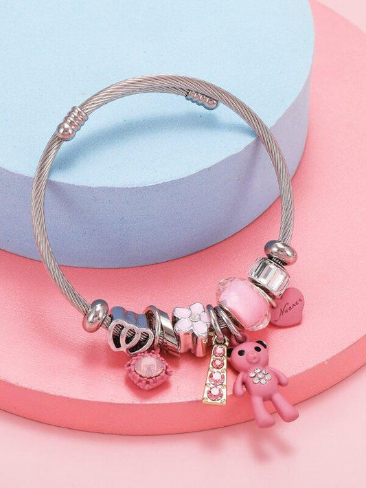 Heart & Bear Charm Bracelet - INS | Online Fashion Free Shipping Clothing, Dresses, Tops, Shoes