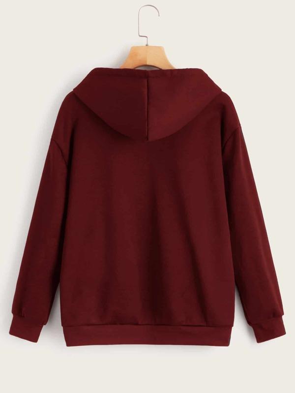 Heart Print Kangaroo Pocket Drawstring Hoodie - INS | Online Fashion Free Shipping Clothing, Dresses, Tops, Shoes