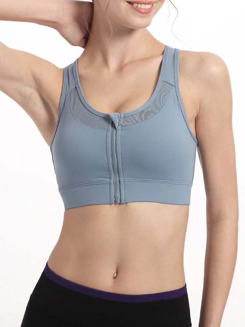 High Impact Workout Sports Full Cup Support Bra Top Vest with Front-Zipper Wirefree - Sports Bras - INS | Online Fashion Free Shipping Clothing, Dresses, Tops, Shoes - 15/3/2021 - 2XL - 3XL