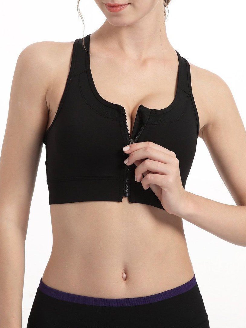 High Impact Workout Sports Full Cup Support Bra Top Vest with Front-Zipper Wirefree - Sports Bras - INS | Online Fashion Free Shipping Clothing, Dresses, Tops, Shoes - 15/3/2021 - 2XL - 3XL