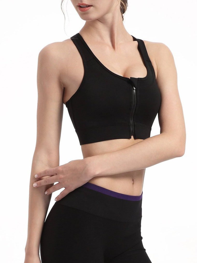 High Impact Workout Sports Full Cup Support Bra Top Vest with Front-Zipper Wirefree - Sports Bras - INS | Online Fashion Free Shipping Clothing, Dresses, Tops, Shoes - 15/3/2021 - 2XL - 3XL