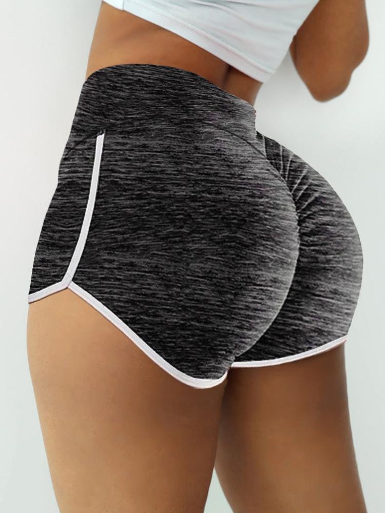 High Waist Color Block Sports Shorts Fitness Shorts - Shorts - INS | Online Fashion Free Shipping Clothing, Dresses, Tops, Shoes - 14/04/2021 - Color_Black - Color_Gray
