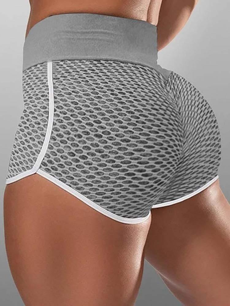 High Waist Colorblock Yoga Shorts - Yoga Shorts - INS | Online Fashion Free Shipping Clothing, Dresses, Tops, Shoes - 30/04/2021 - Color_Gray - Color_Green