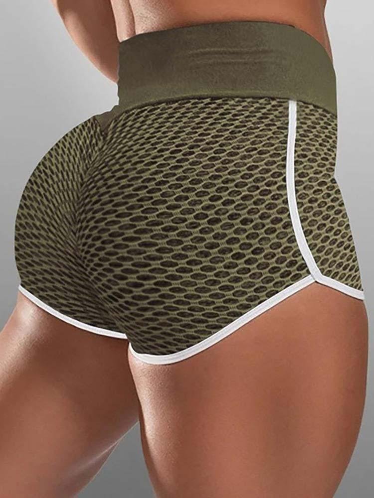 High Waist Colorblock Yoga Shorts - Yoga Shorts - INS | Online Fashion Free Shipping Clothing, Dresses, Tops, Shoes - 30/04/2021 - Color_Gray - Color_Green