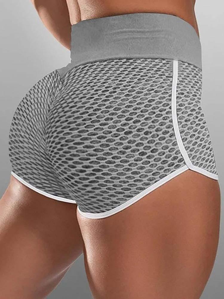 High Waist Colorblock Yoga Shorts - Yoga Shorts - INS | Online Fashion Free Shipping Clothing, Dresses, Tops, Shoes - 30/04/2021 - Color_Gray - Color_Green