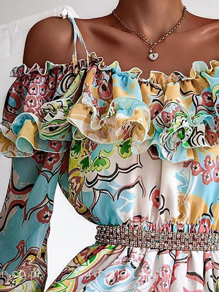 High Waist Floral Print Suspender Skirt - Mini Dresses - INS | Online Fashion Free Shipping Clothing, Dresses, Tops, Shoes - 01/07/2021 - 40-50 - color-multi