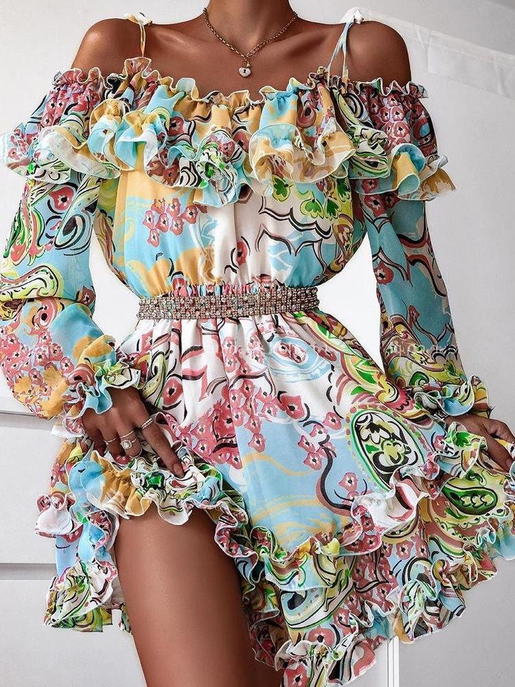 High Waist Floral Print Suspender Skirt - Mini Dresses - INS | Online Fashion Free Shipping Clothing, Dresses, Tops, Shoes - 01/07/2021 - 40-50 - color-multi