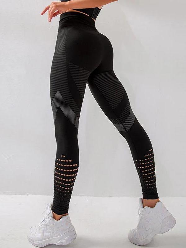 High Waist Hollow Out Butt Lifting Stretch Leggings - Leggings - INS | Online Fashion Free Shipping Clothing, Dresses, Tops, Shoes - 02/25/2021 - Autumn - Black