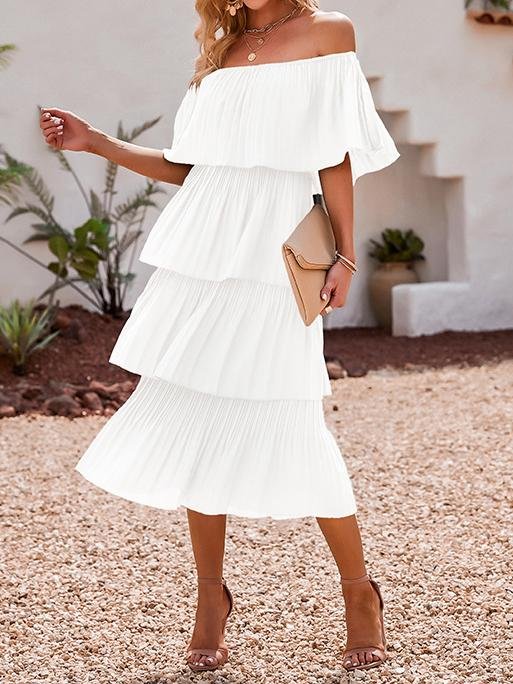 High-waist One-shoulder Solid Cake Skirt - Midi Dresses - INS | Online Fashion Free Shipping Clothing, Dresses, Tops, Shoes - 18/06/2021 - 40-50 - color-green