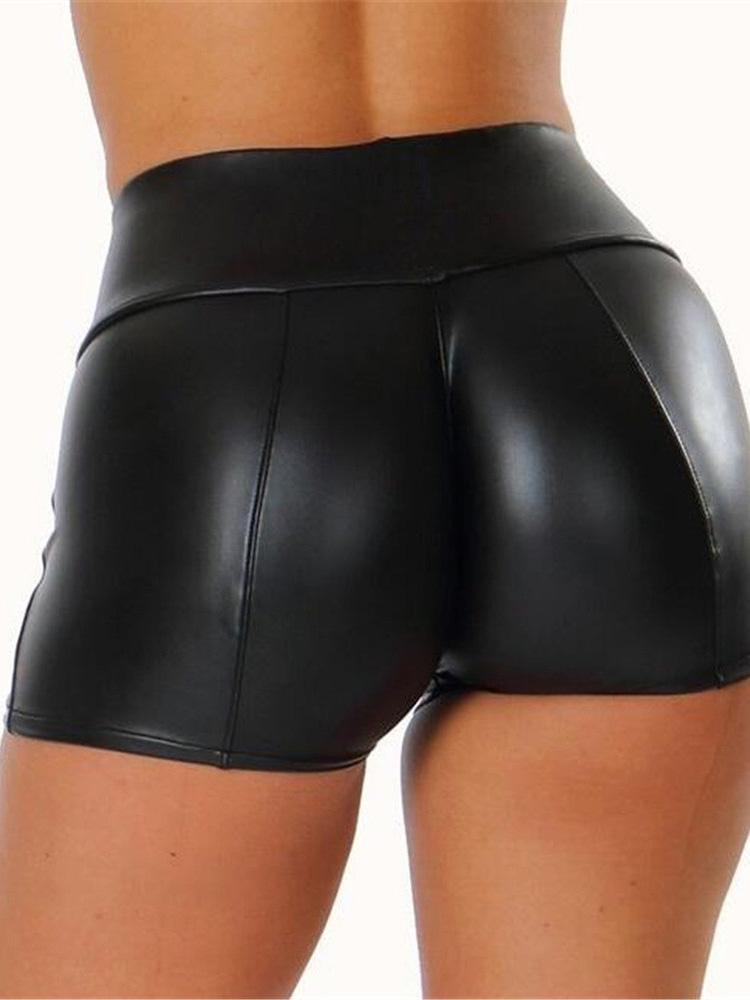 High Waist Plain Skinny PU Shorts - Shorts - INS | Online Fashion Free Shipping Clothing, Dresses, Tops, Shoes - 04/05/2021 - Category_Shorts - Color_Black