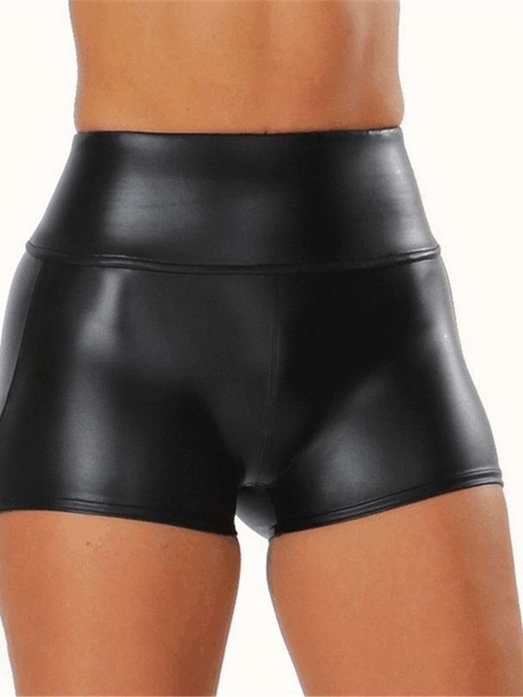 High Waist Plain Skinny PU Shorts - Shorts - INS | Online Fashion Free Shipping Clothing, Dresses, Tops, Shoes - 04/05/2021 - Category_Shorts - Color_Black