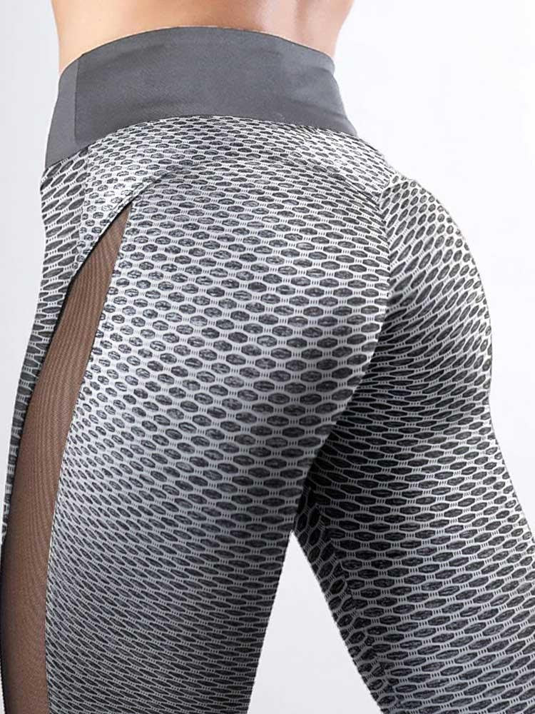 High Waist Shark Scale Side Mesh Patchwork Yoga Slimming Leggings - Leggings - INS | Online Fashion Free Shipping Clothing, Dresses, Tops, Shoes - 19/04/2021 - Category_Leggings - Color_Gray