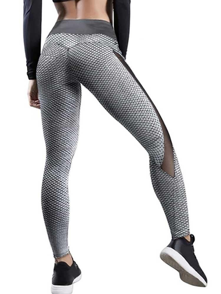 High Waist Shark Scale Side Mesh Patchwork Yoga Slimming Leggings - Leggings - INS | Online Fashion Free Shipping Clothing, Dresses, Tops, Shoes - 19/04/2021 - Category_Leggings - Color_Gray
