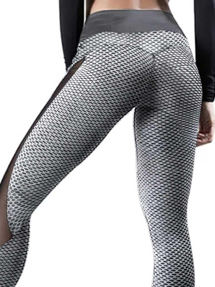 High Waist Shark Scale Side Mesh Patchwork Yoga Slimming Leggings - Leggings - INS | Online Fashion Free Shipping Clothing, Dresses, Tops, Shoes - 19/04/2021 - Category_Leggings - Color_Gray