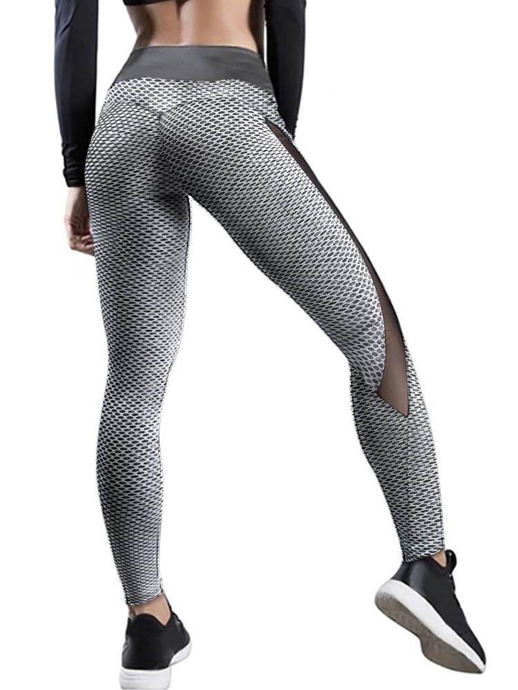 High Waist Shark Scales Side Mesh Patchwork Yoga Pants Tummy Control Butt Lift Slimming Booty Leggings - Leggings - INS | Online Fashion Free Shipping Clothing, Dresses, Tops, Shoes - 04/05/2021 - Color_Gray - LEG210504016