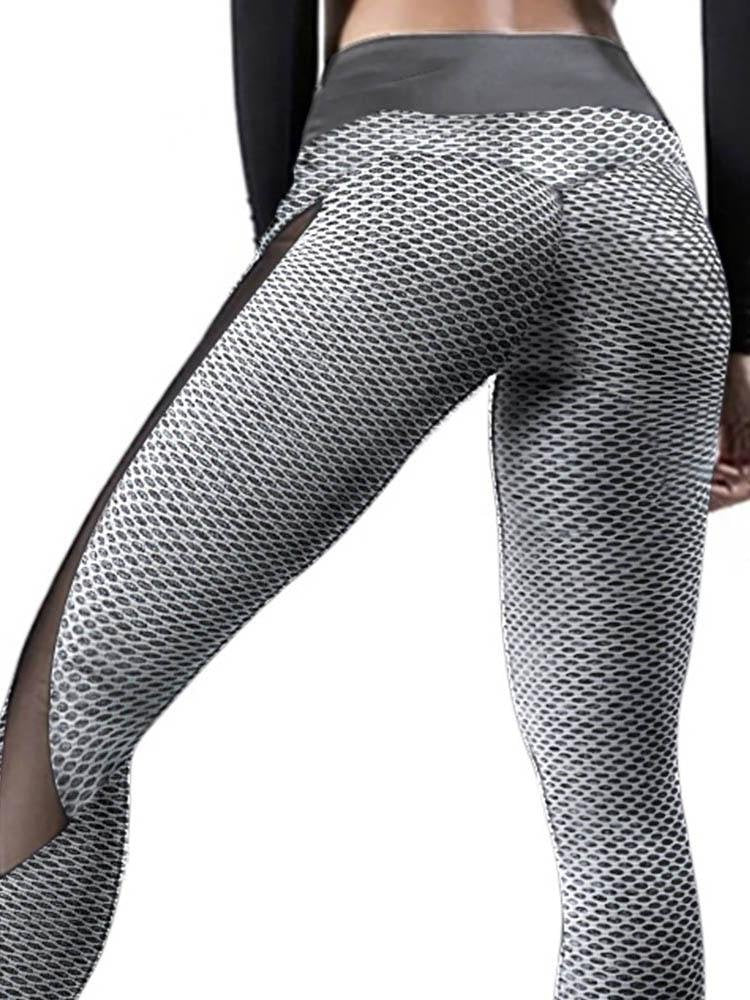 High Waist Shark Scales Side Mesh Patchwork Yoga Pants Tummy Control Butt Lift Slimming Booty Leggings - Leggings - INS | Online Fashion Free Shipping Clothing, Dresses, Tops, Shoes - 04/05/2021 - Color_Gray - LEG210504016