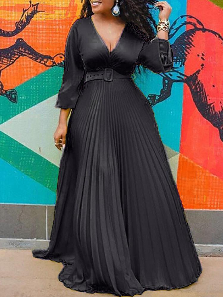 High Waist Slim Solid Elegant Fashion Long-sleeved Long Dress - Maxi Dresses - INS | Online Fashion Free Shipping Clothing, Dresses, Tops, Shoes - 20/07/2021 - 40-50 - color-black
