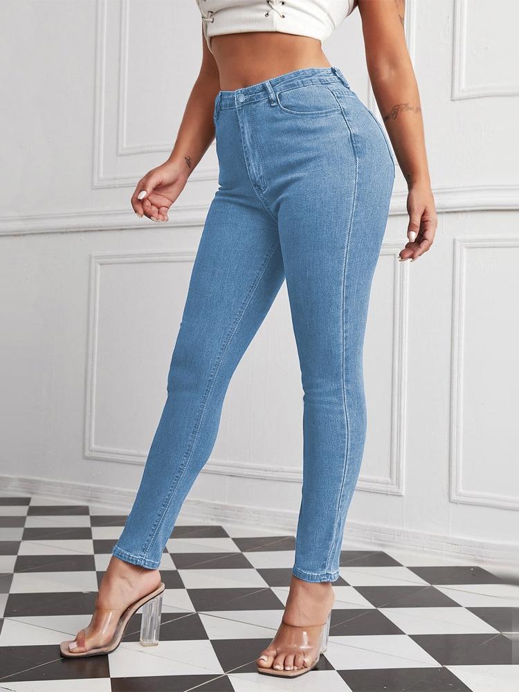 High Waist Stretch Plus Size Pencil Pants - Jeans - INS | Online Fashion Free Shipping Clothing, Dresses, Tops, Shoes - 10/05/2021 - Color_Black - Color_Light Blue
