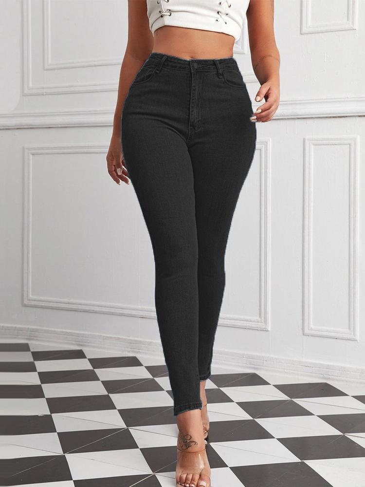 High Waist Stretch Plus Size Pencil Pants - Jeans - INS | Online Fashion Free Shipping Clothing, Dresses, Tops, Shoes - 10/05/2021 - Color_Black - Color_Light Blue