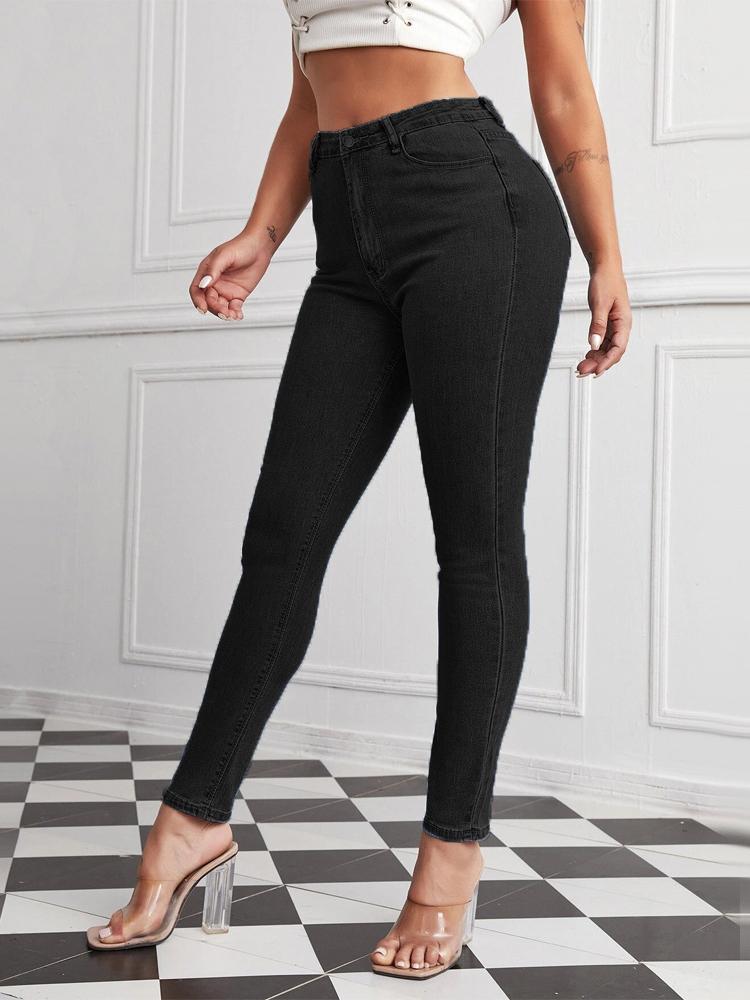 High Waist Stretch Plus Size Pencil Pants - Jeans - INS | Online Fashion Free Shipping Clothing, Dresses, Tops, Shoes - 10/05/2021 - Color_Black - Color_Light Blue