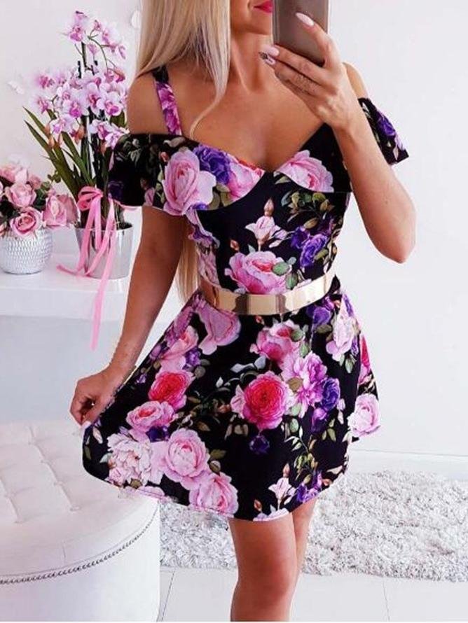 High Waist V-neck Strapless Off-shoulder Dress - Mini Dresses - INS | Online Fashion Free Shipping Clothing, Dresses, Tops, Shoes - 03/07/2021 - 20-30 - color-black