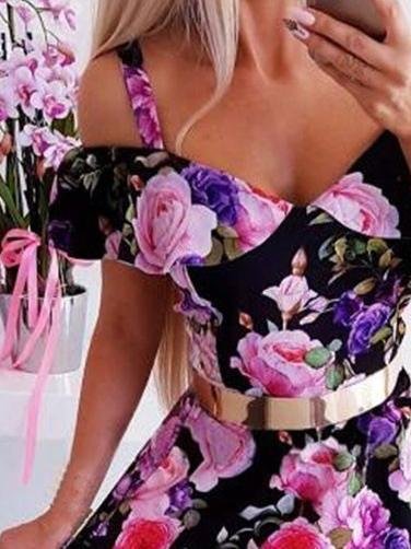 High Waist V-neck Strapless Off-shoulder Dress - Mini Dresses - INS | Online Fashion Free Shipping Clothing, Dresses, Tops, Shoes - 03/07/2021 - 20-30 - color-black