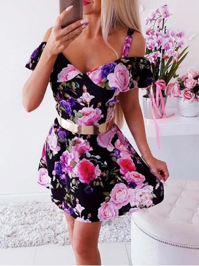 High Waist V-neck Strapless Off-shoulder Dress - Mini Dresses - INS | Online Fashion Free Shipping Clothing, Dresses, Tops, Shoes - 03/07/2021 - 20-30 - color-black