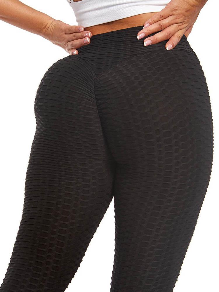 High Waisted Bubble Textured Yoga Pants Workout Butt Lifting Scrunch Booty Leggings - Leggings - INS | Online Fashion Free Shipping Clothing, Dresses, Tops, Shoes - 04/05/2021 - Color_Black - LEG210504009