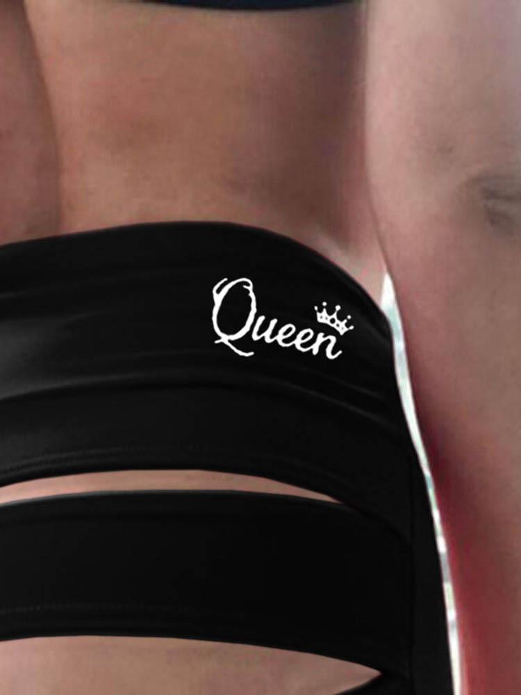 High Waisted Letter Print Butt Lifting Cutout Yoga Shorts - Yoga Shorts - INS | Online Fashion Free Shipping Clothing, Dresses, Tops, Shoes - 30/04/2021 - Color_Black - Color_Red