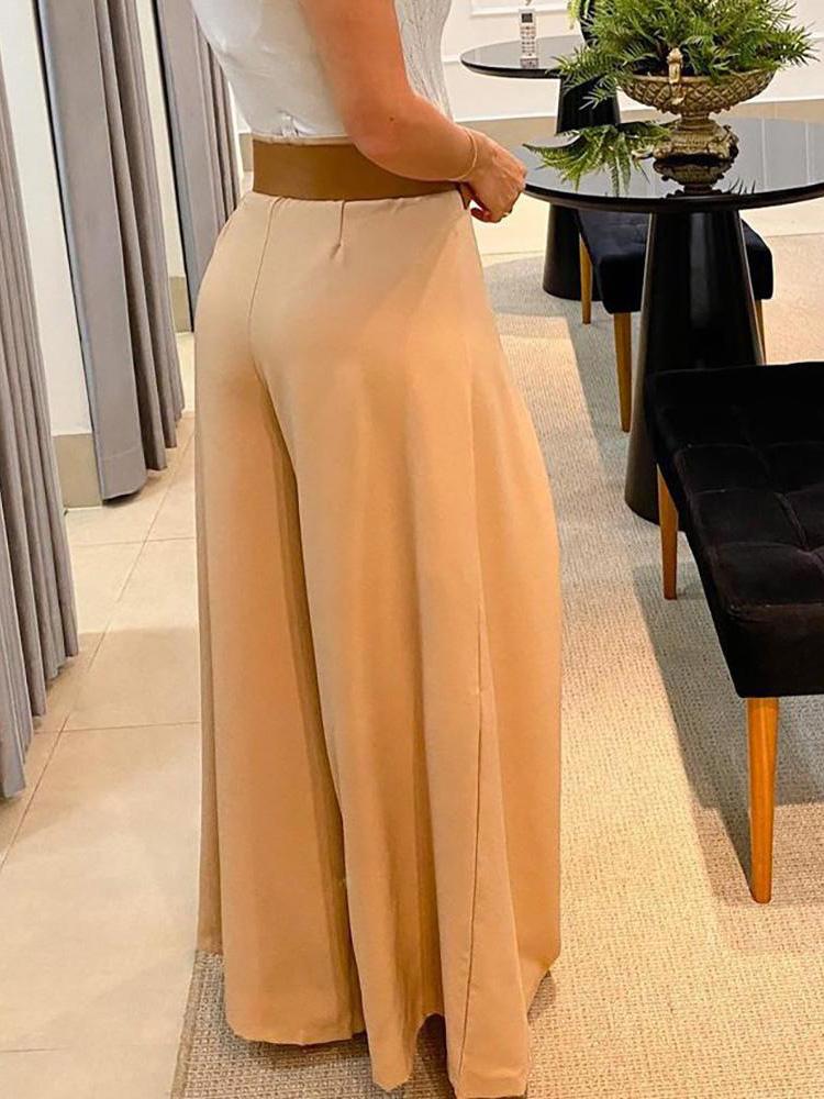 High Waisted Wide Leg Ruched Pants Without Belt - Pants - INS | Online Fashion Free Shipping Clothing, Dresses, Tops, Shoes - 04/05/2021 - Category_Pants - Color_Khaki