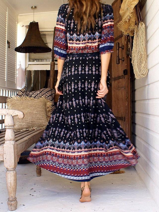 Holiday Cardigan Printed Buttoned Beach Dress - Maxi Dresses - INS | Online Fashion Free Shipping Clothing, Dresses, Tops, Shoes - 20-30 - 22/07/2021 - Category_Maxi Dresses