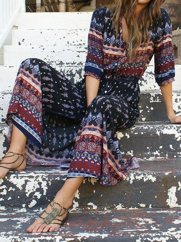 Holiday Cardigan Printed Buttoned Beach Dress - Maxi Dresses - INS | Online Fashion Free Shipping Clothing, Dresses, Tops, Shoes - 20-30 - 22/07/2021 - Category_Maxi Dresses