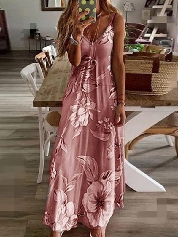 Holiday Dress With Sling Print Maxi Dress - Maxi Dresses - INS | Online Fashion Free Shipping Clothing, Dresses, Tops, Shoes - 05/19/2021 - Category_Maxi Dresses - Color_Blue