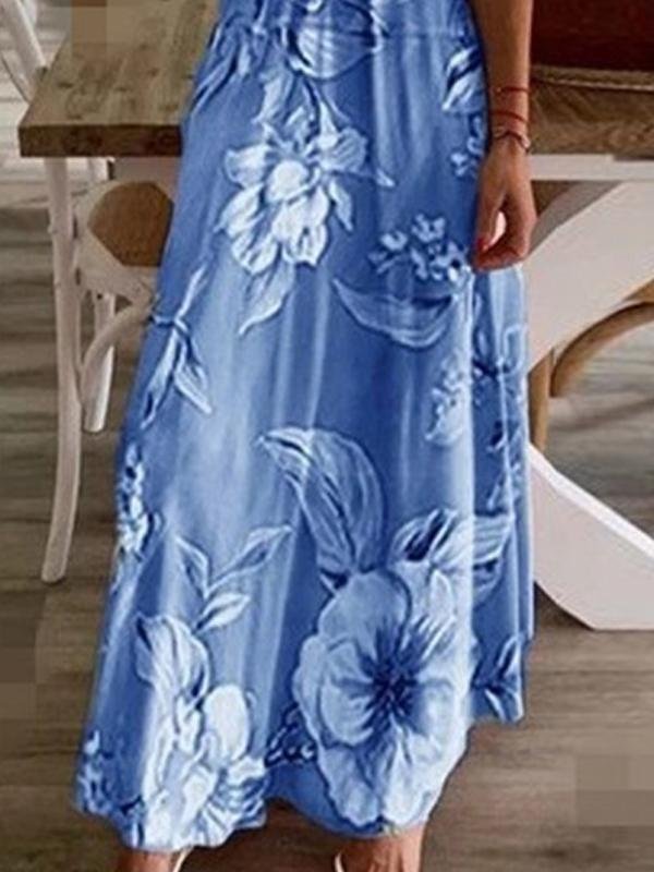 Holiday Dress With Sling Print Maxi Dress - Maxi Dresses - INS | Online Fashion Free Shipping Clothing, Dresses, Tops, Shoes - 05/19/2021 - Category_Maxi Dresses - Color_Blue