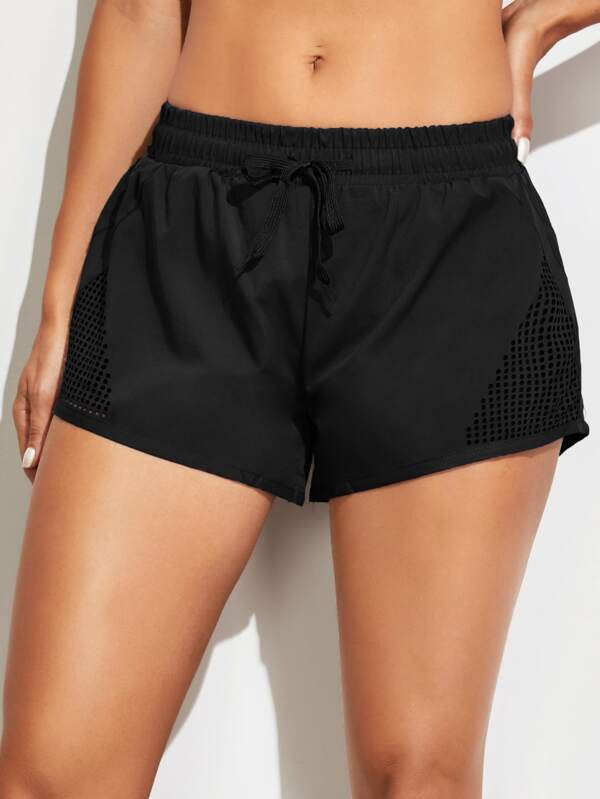 Hollow Out Drawstring Waist Sports Shorts - INS | Online Fashion Free Shipping Clothing, Dresses, Tops, Shoes