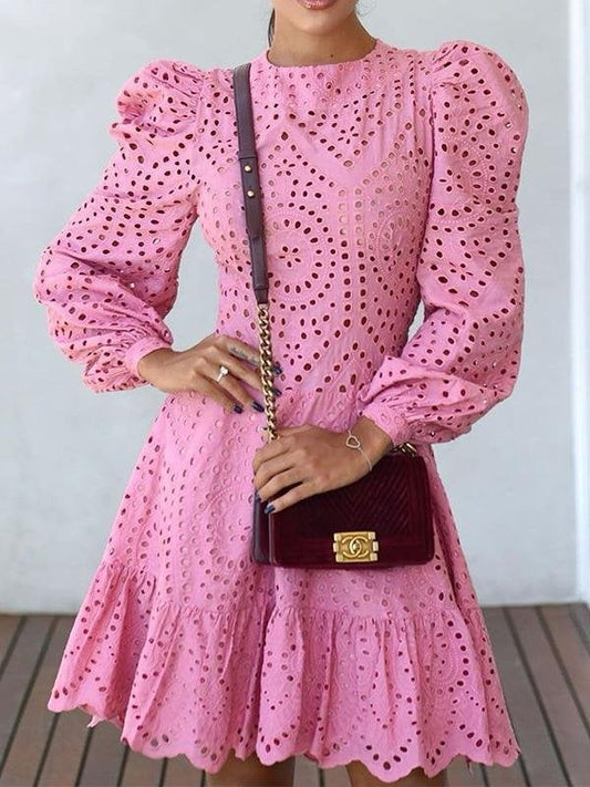 Hollow Slim Lace Dress - Mini Dresses - INS | Online Fashion Free Shipping Clothing, Dresses, Tops, Shoes - 18/06/2021 - color-black - color-pink